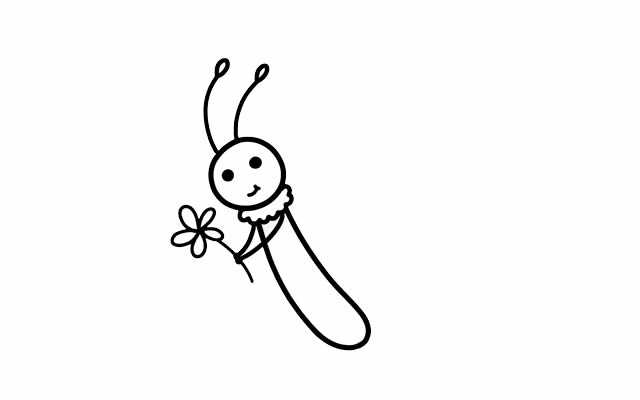 拿着小花的彩色蝴蝶简笔画