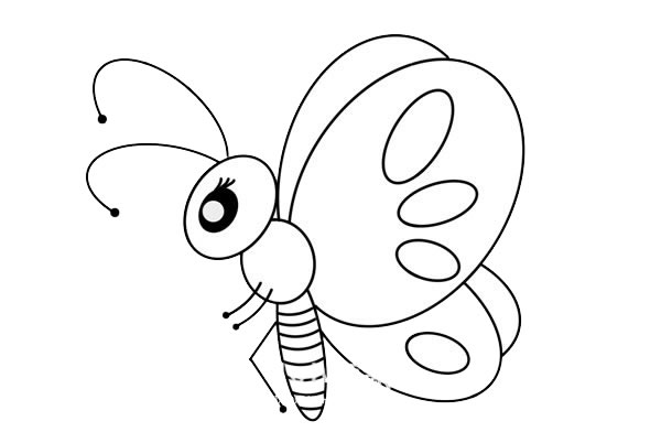 卡通蝴蝶简笔画彩色画法