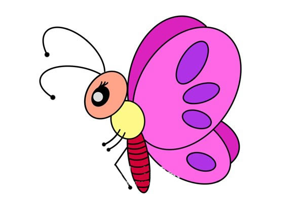 卡通蝴蝶简笔画彩色画法