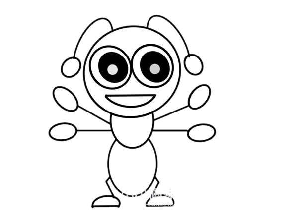 卡通可爱的蚂蚁简笔画步骤