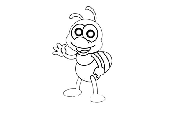 挥手的卡通蚂蚁简笔画