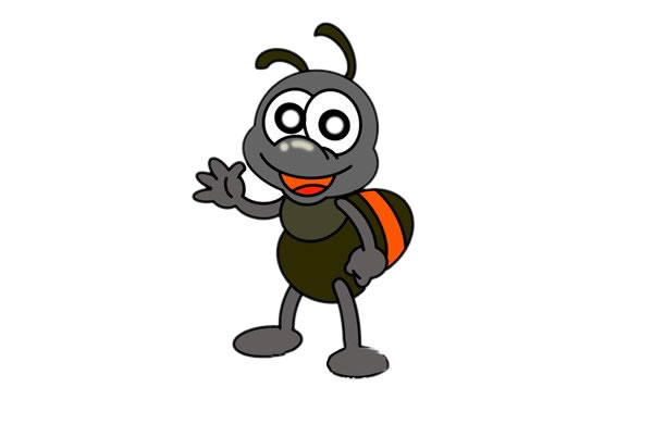 挥手的卡通蚂蚁简笔画