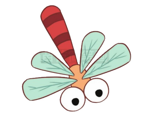 一组彩色的蜻蜓简笔画