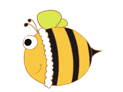 一组彩色卡通蜜蜂简笔画