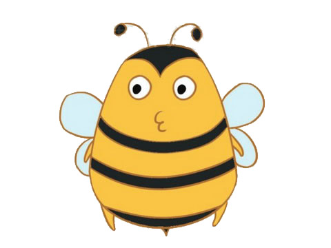 一组彩色卡通蜜蜂简笔画