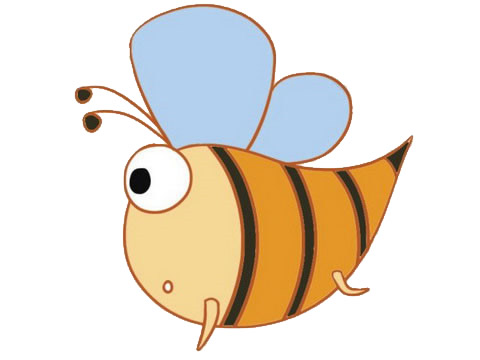 一组彩色卡通蜜蜂简笔画