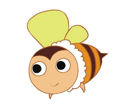 一组彩色卡通蜜蜂简笔画