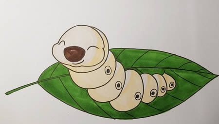 可爱的蚕宝宝简笔画
