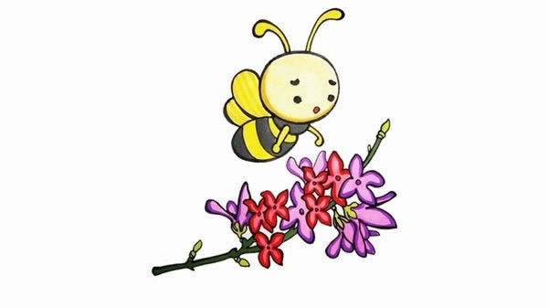 采蜜的小蜜蜂简笔画(小蜜蜂采蜜的画法)