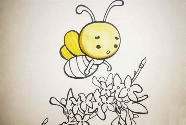 采蜜的小蜜蜂简笔画