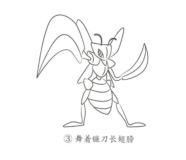 带颜色的卡通螳螂简笔画