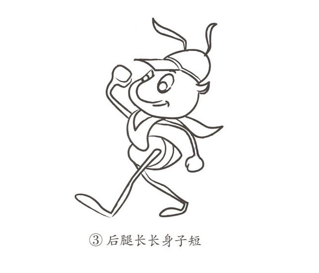 带颜色的卡通蚂蚁简笔画