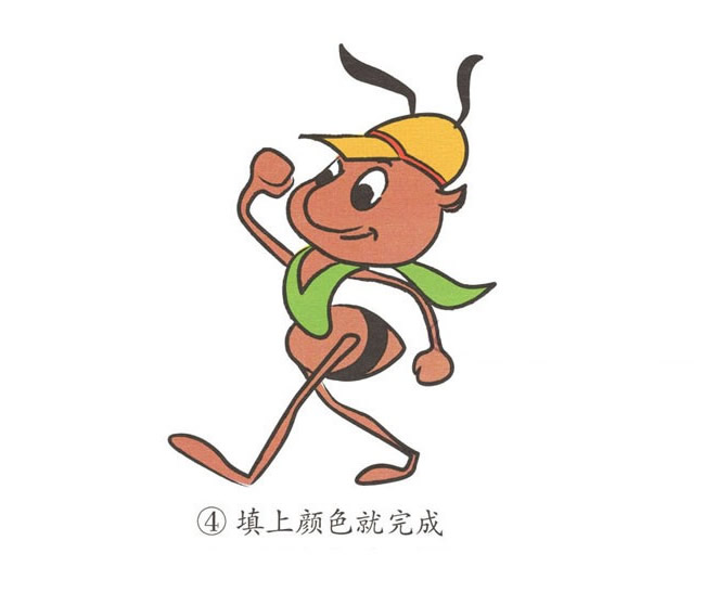 带颜色的卡通蚂蚁简笔画