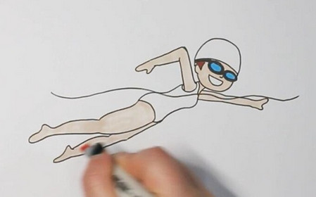 游泳运动员简笔画步骤