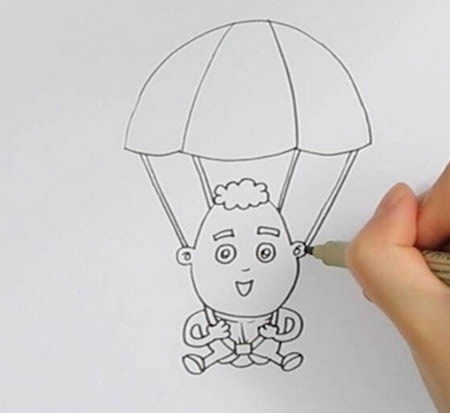 跳伞简笔画步骤