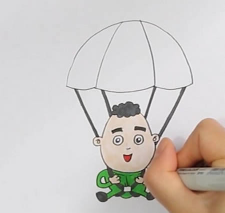 跳伞简笔画步骤