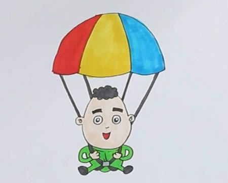 跳伞简笔画步骤