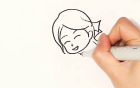 踢毽子的小女孩简笔画