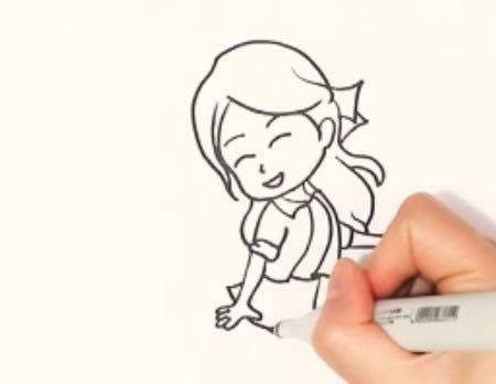 踢毽子的小女孩简笔画