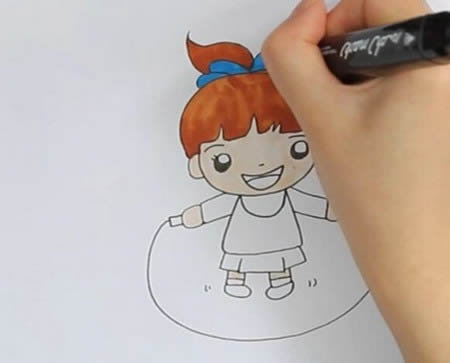 跳绳的小女孩简笔画