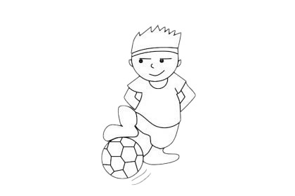 脚下踩着足球的小朋友简笔画