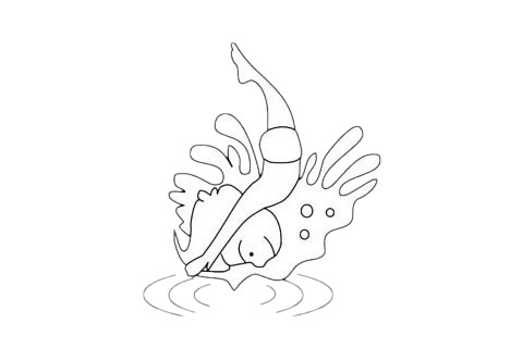 激起一片水花的简笔画