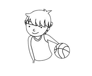 打篮球的男生简笔画