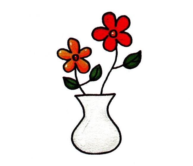 插在花瓶里的花简笔画(插在花瓶里的花简单画法)