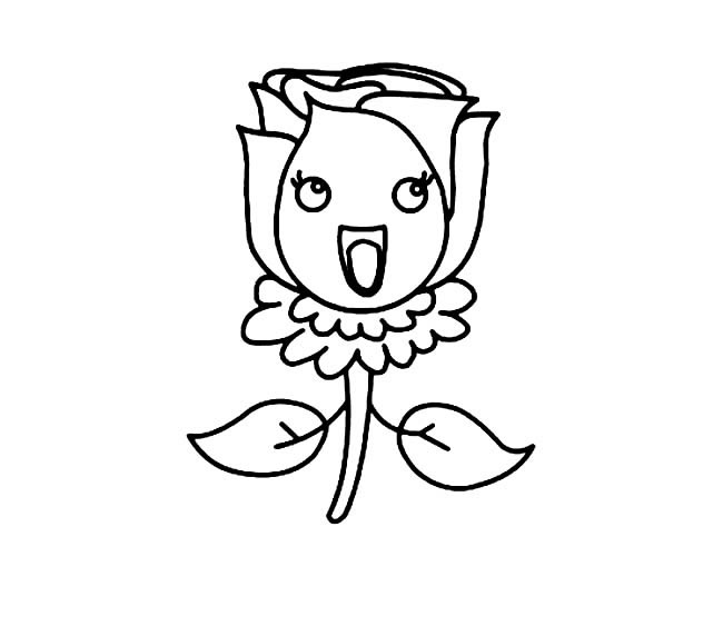 卡通可爱的玫瑰花简笔画(卡通玫瑰花素材)