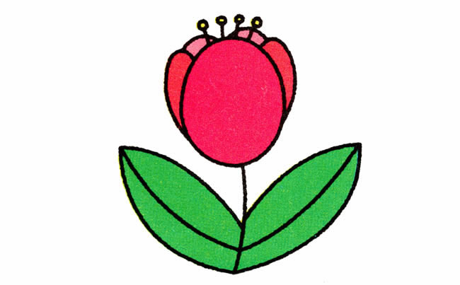 带颜色的郁金香简笔画教程