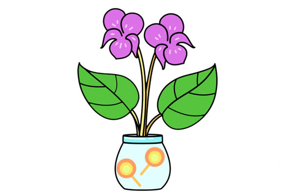 紫罗兰盆栽简笔画