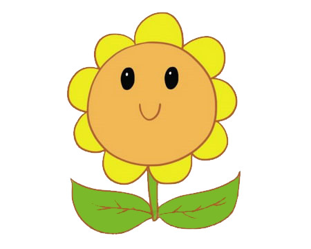 卡通上色的向日葵简笔画