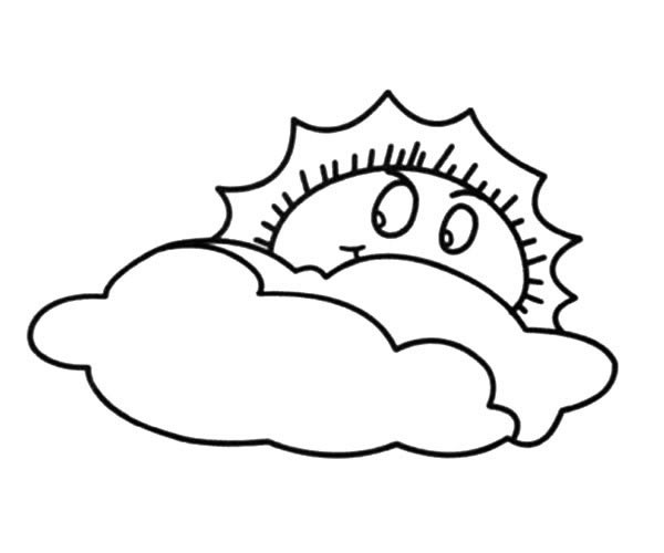 躲在云朵后面的太阳简笔画(躲在云朵里)