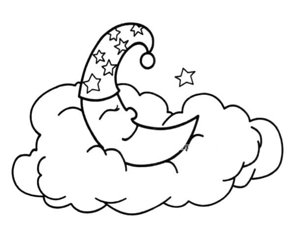 3款可爱的卡通月亮简笔画