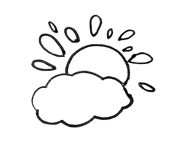 晴转多云天气简笔画