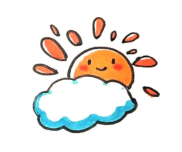 晴转多云天气简笔画