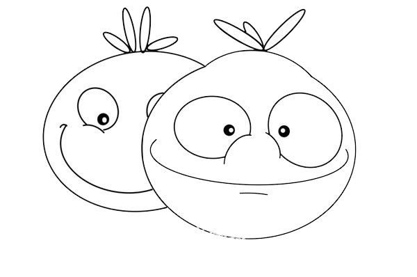 卡通大眼睛西红柿简笔画
