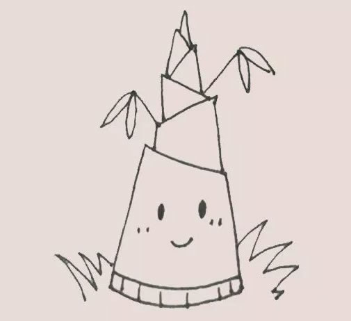 卡通版竹笋简笔画步骤