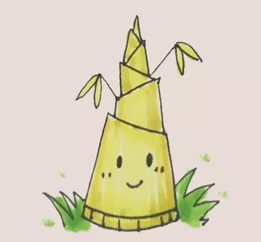 卡通版竹笋简笔画步骤