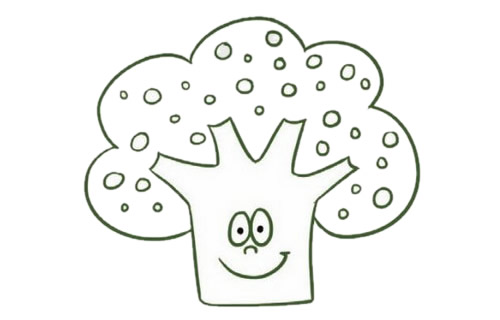 带颜色的卡通西兰花简笔画