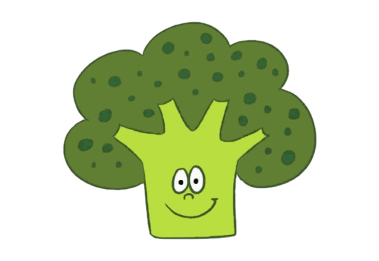 带颜色的卡通西兰花简笔画