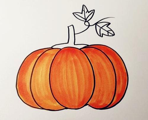 又大又红的南瓜简笔画