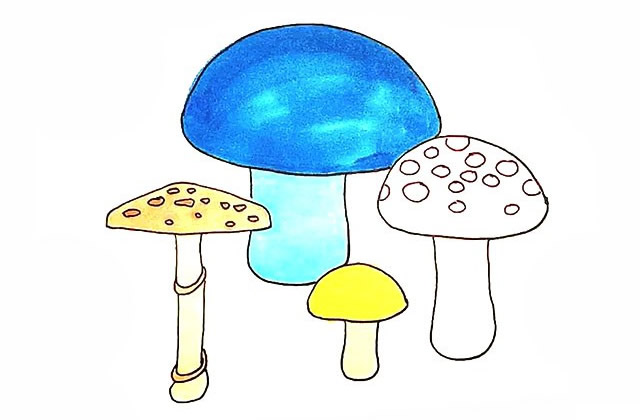 带颜色的蘑菇简笔画