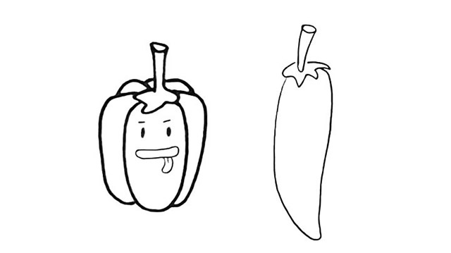 有趣的卡通辣椒简笔画