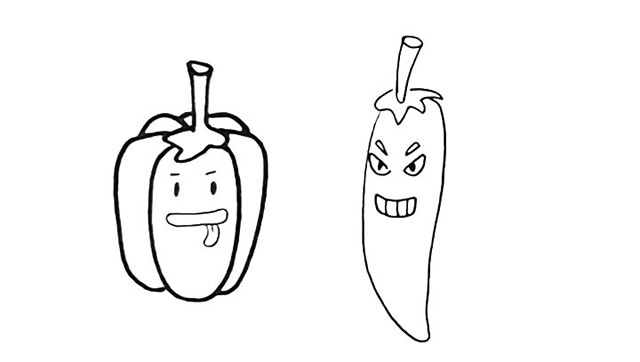 有趣的卡通辣椒简笔画