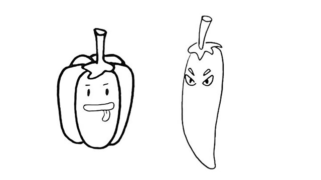 有趣的卡通辣椒简笔画
