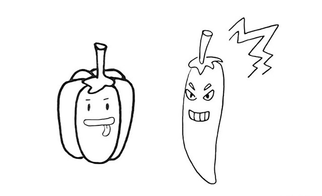 有趣的卡通辣椒简笔画