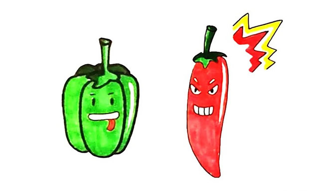 有趣的卡通辣椒简笔画