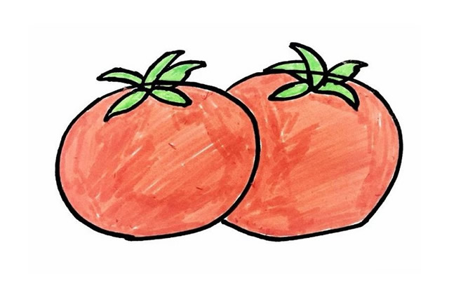 涂色的西红柿简笔画