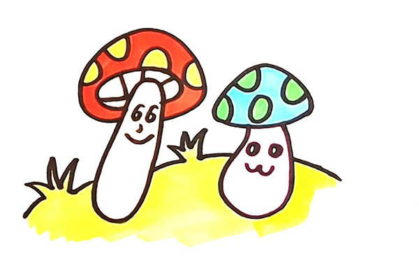 可爱的彩色蘑菇简笔画